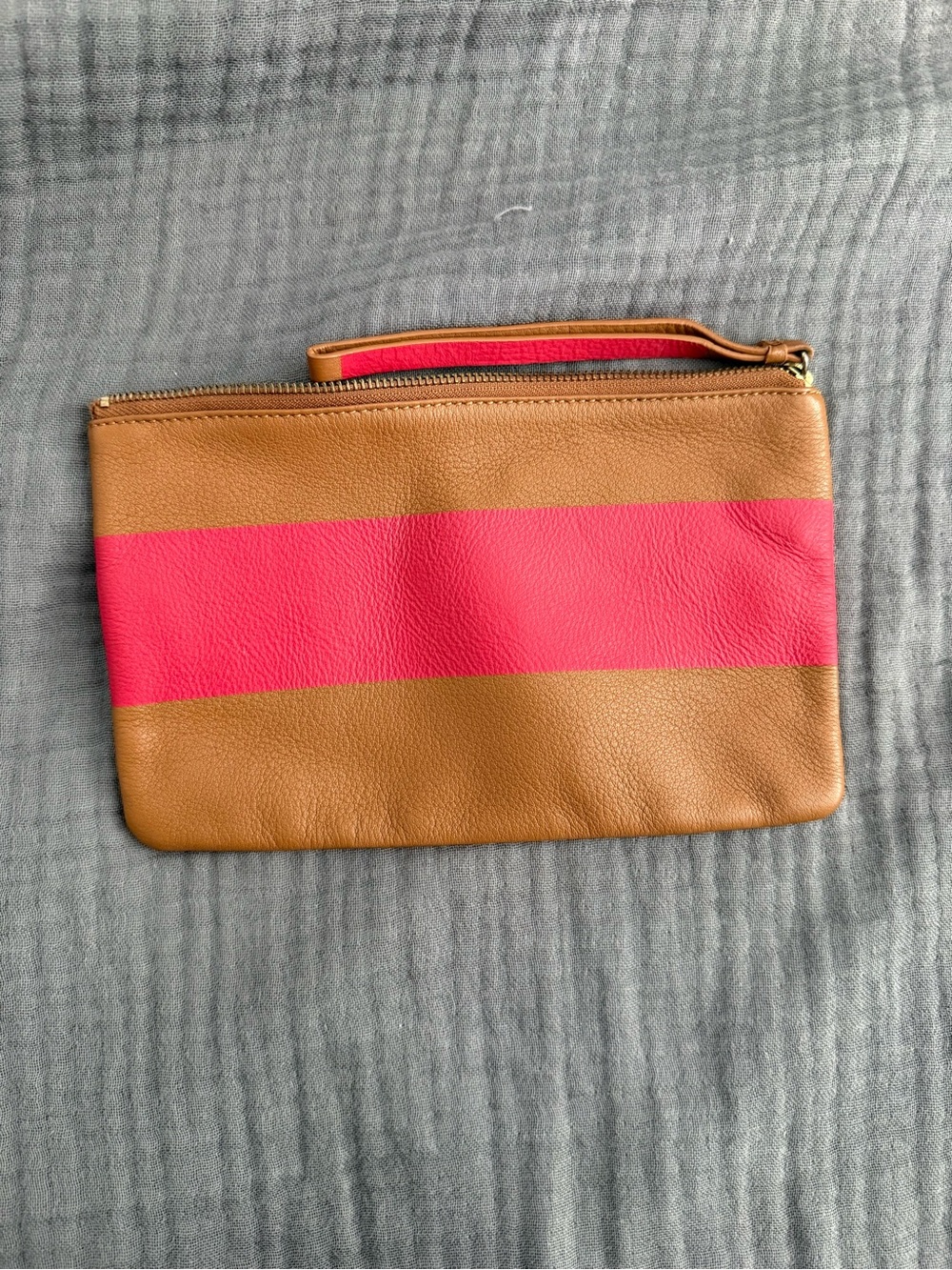 GAP Brown and Pink Leather Wristlet Clutch